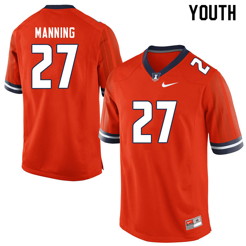 Youth #27 Mike Manning Illinois Fighting Illini College Football Jerseys Sale-Orange
